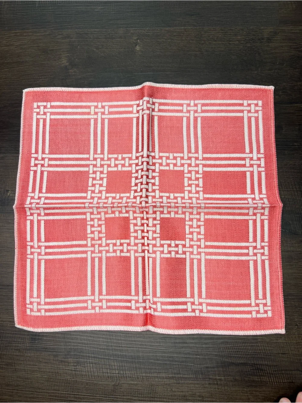 Set of Six Vintage White and Pink Patterned Napkins